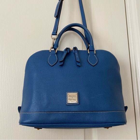 Dooney & Bourke Handbags - Dooney & Bourke Blue Leather Dome Satchel Shoulder Bag
